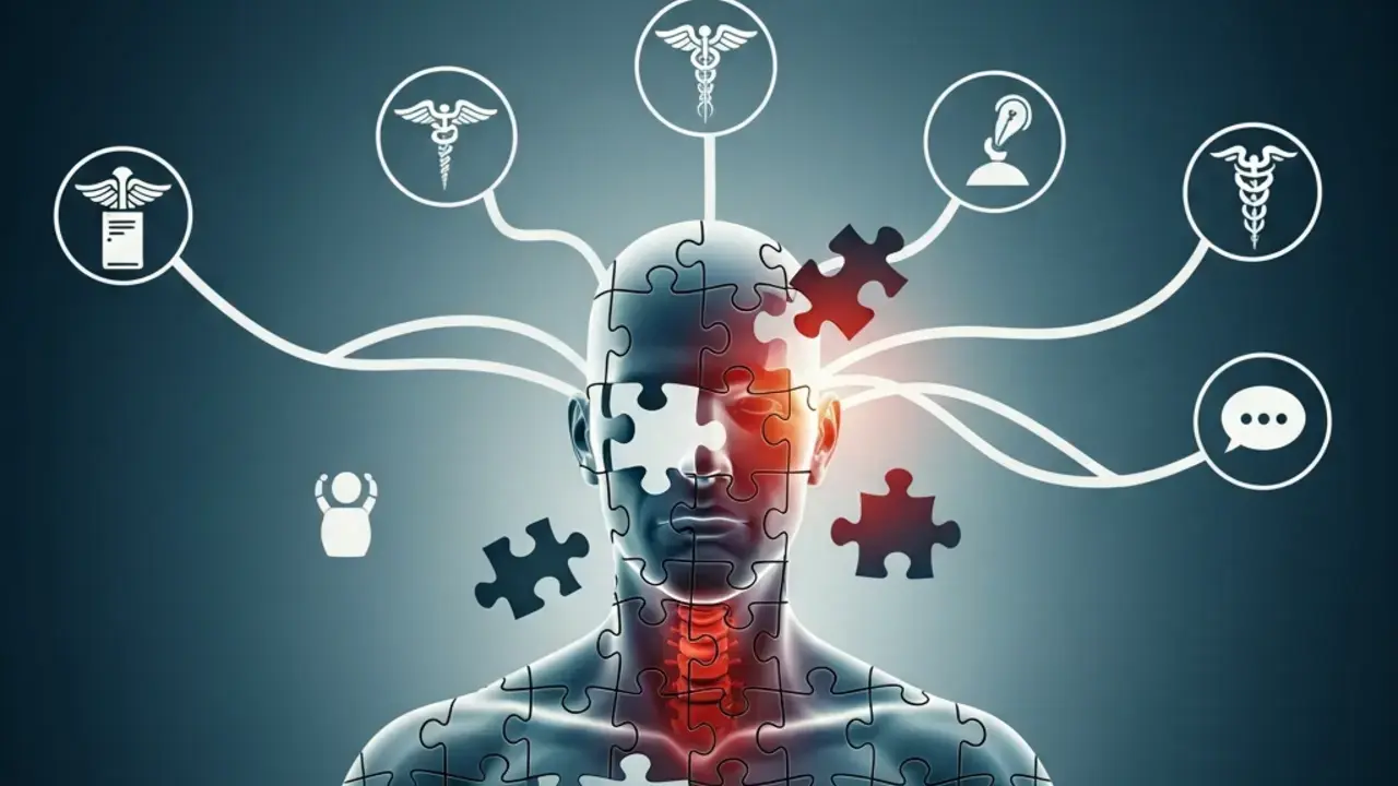 Ilustração mostrando falta de visão integrada no tratamento da dor crônica